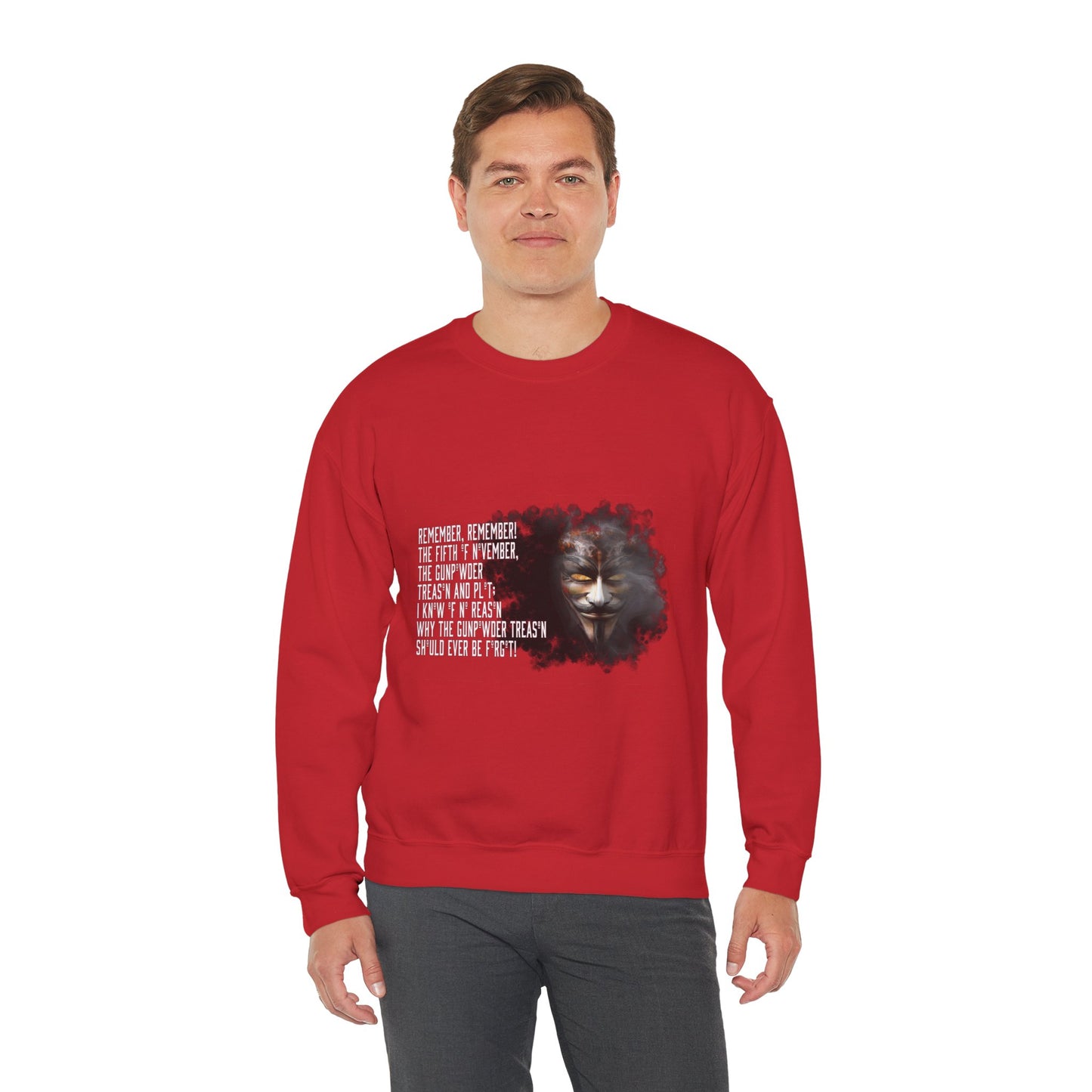 Guy Fawkes Night Crewneck Sweatshirt, Bonfire Night Pullover, November 5th Jumper, Unisex Heavy Blend Sweater