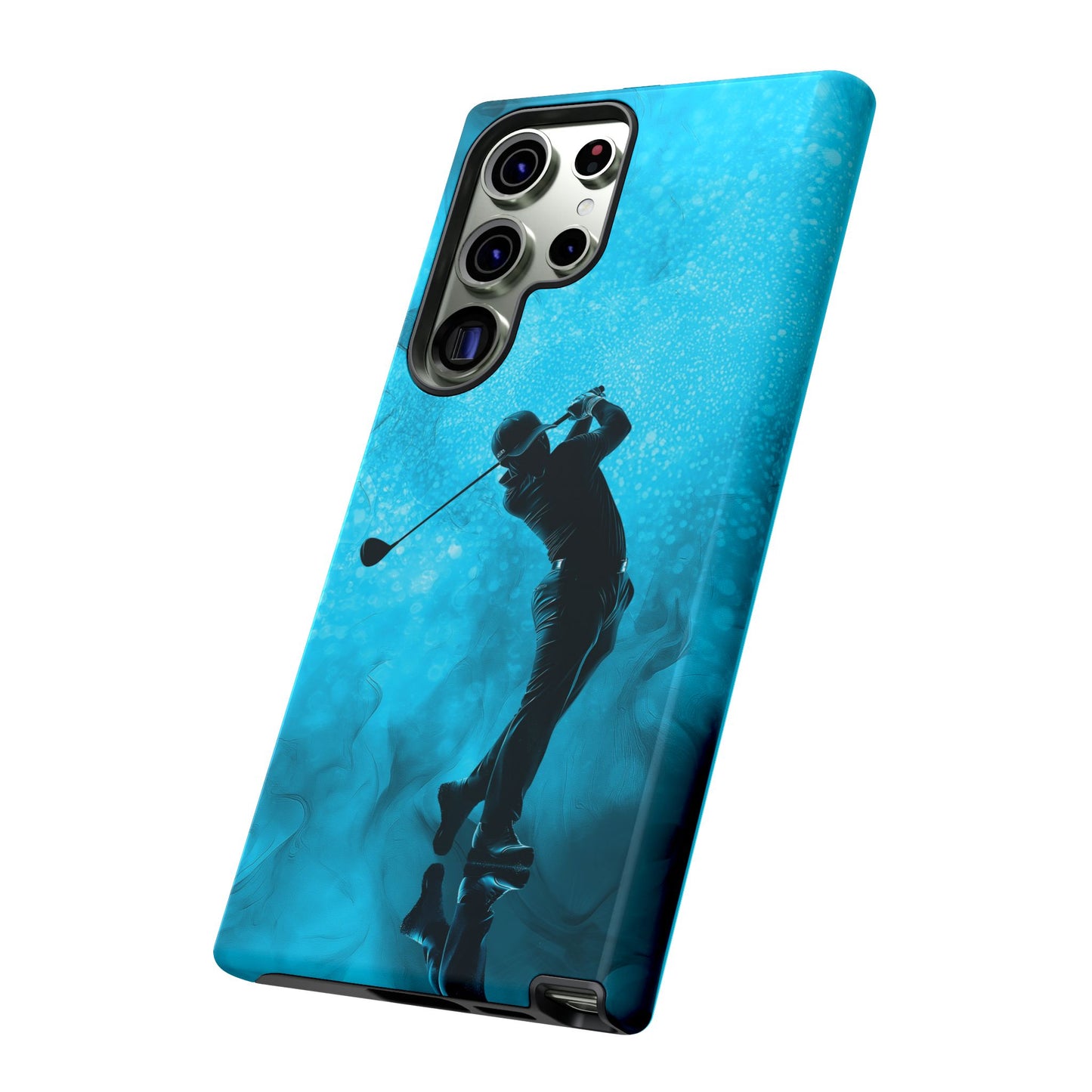 Golfer Phone Case, Tough iPhone, Google, Samsung Phone Cover with Blue Golfer Design, Golf Lover Gift, Sports Phone Case.