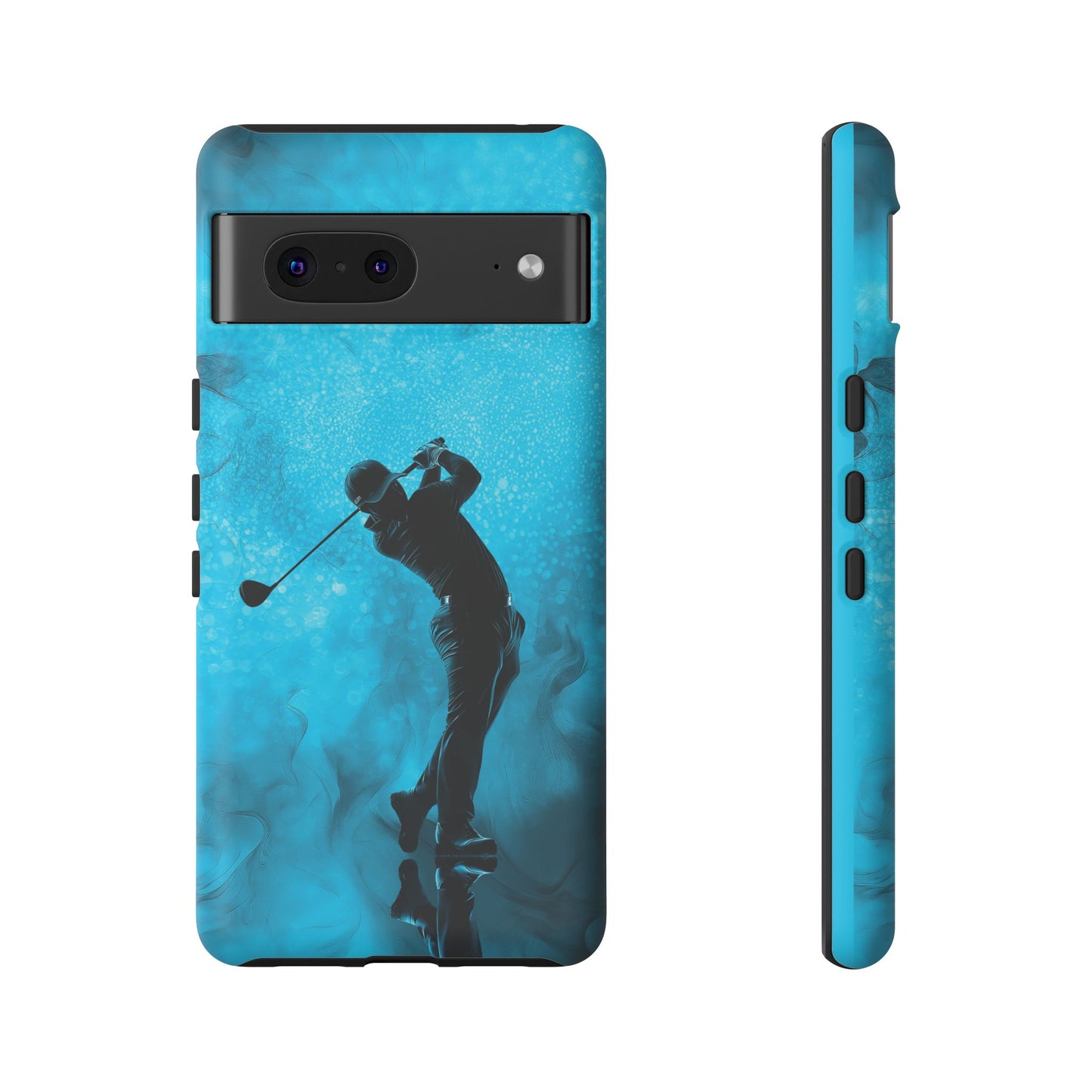 Golfer Phone Case, Tough iPhone, Google, Samsung Phone Cover with Blue Golfer Design, Golf Lover Gift, Sports Phone Case.