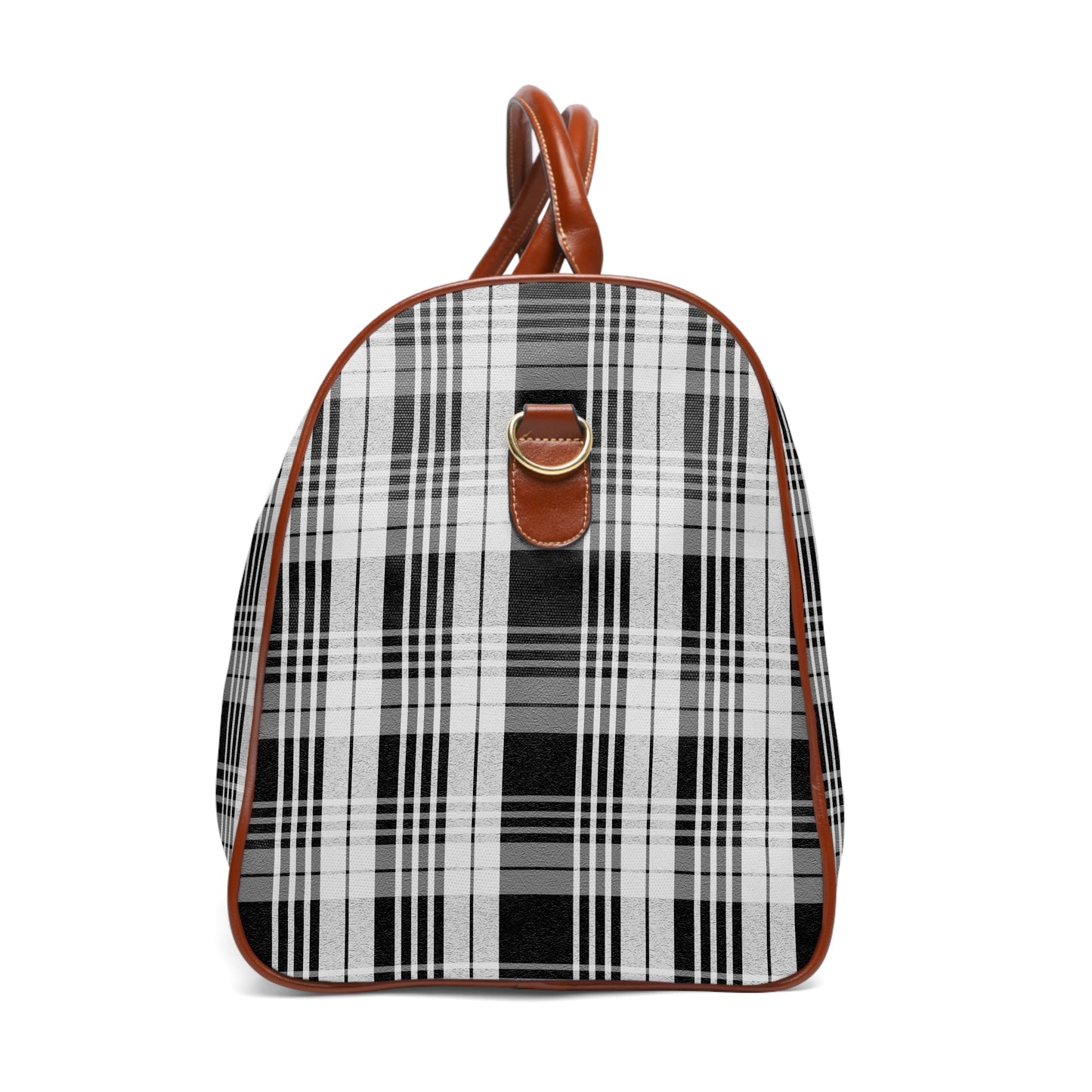 Custom Plaid Waterproof Travel Bag, Personalized Duffle Bag, Monogrammed Luggage, Checkered Weekender, Tartan Overnight Bag