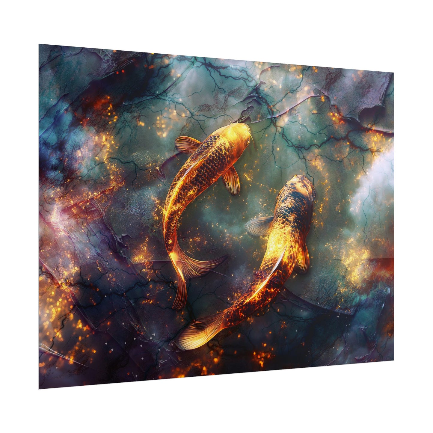 A Horizontal Poster Print of - Golden Koi