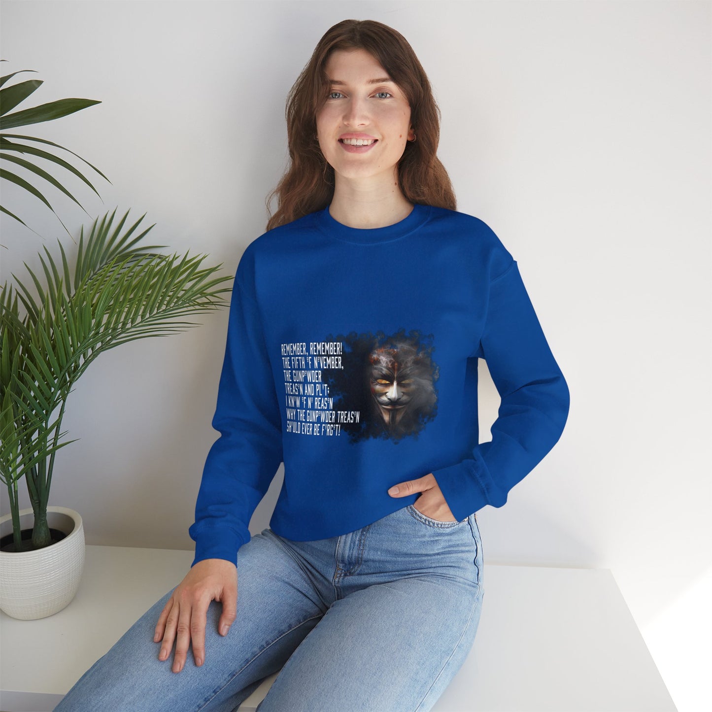 Guy Fawkes Night Crewneck Sweatshirt, Bonfire Night Pullover, November 5th Jumper, Unisex Heavy Blend Sweater