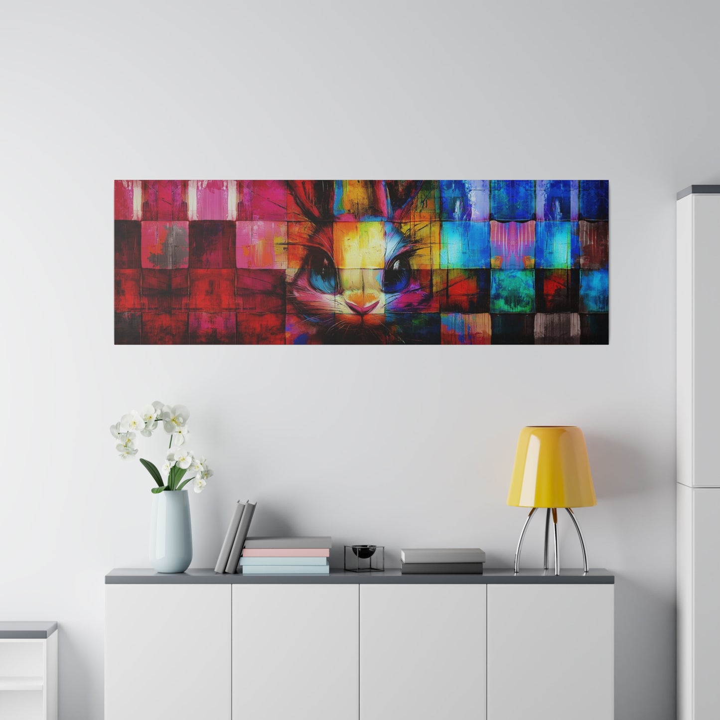 A Horizontal Canvas Print of - An Abstract Bunny Painting.