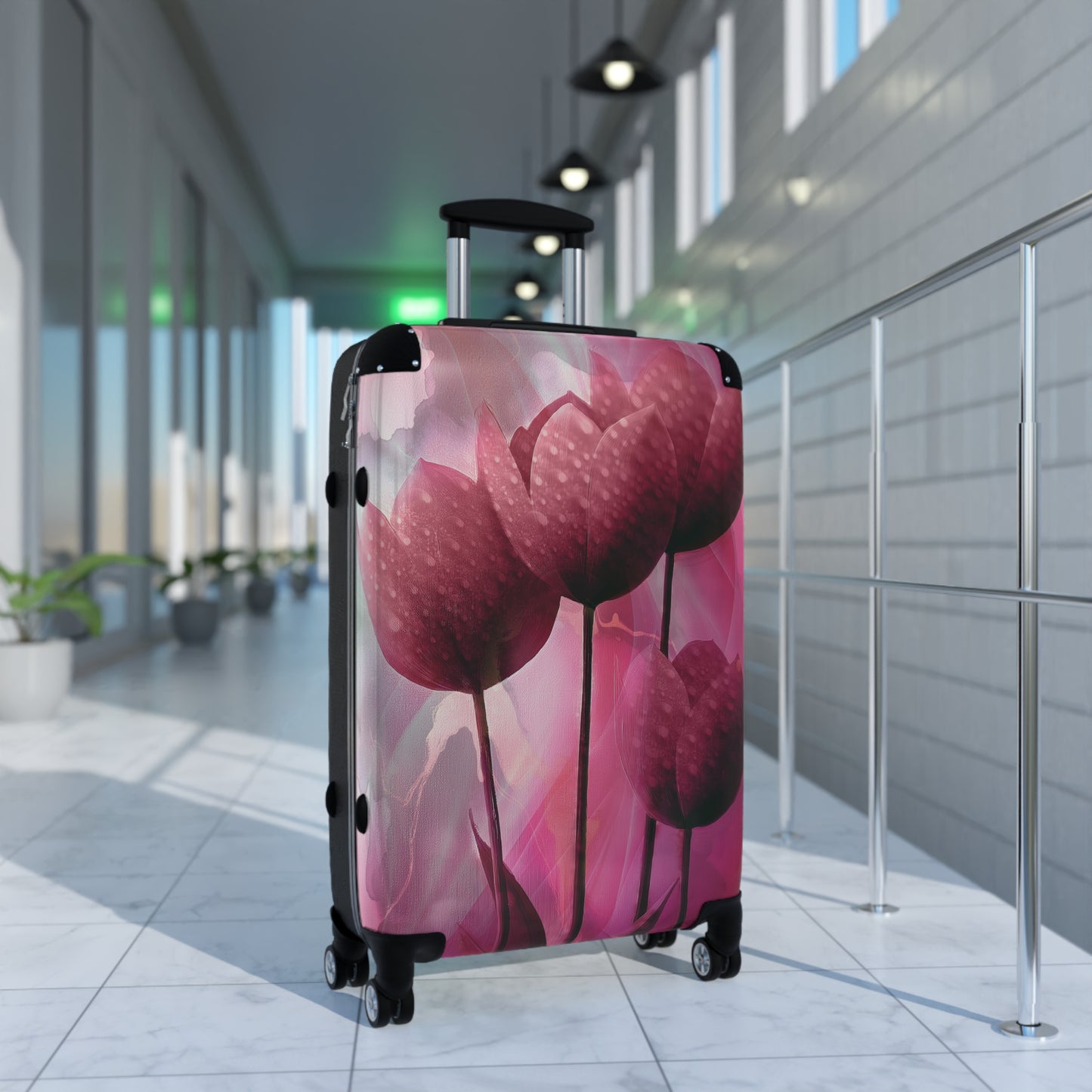 Personalized Suitcase Pink Flowers Travel Luggage Bag, Floral Suitcase, Pink Suitcase, Travel Bag, Floral Luggage, Pink Flowers Bag