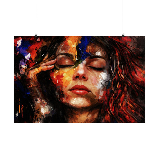 Inner Stillness – Abstract Portrait Matte Horizontal Poster
