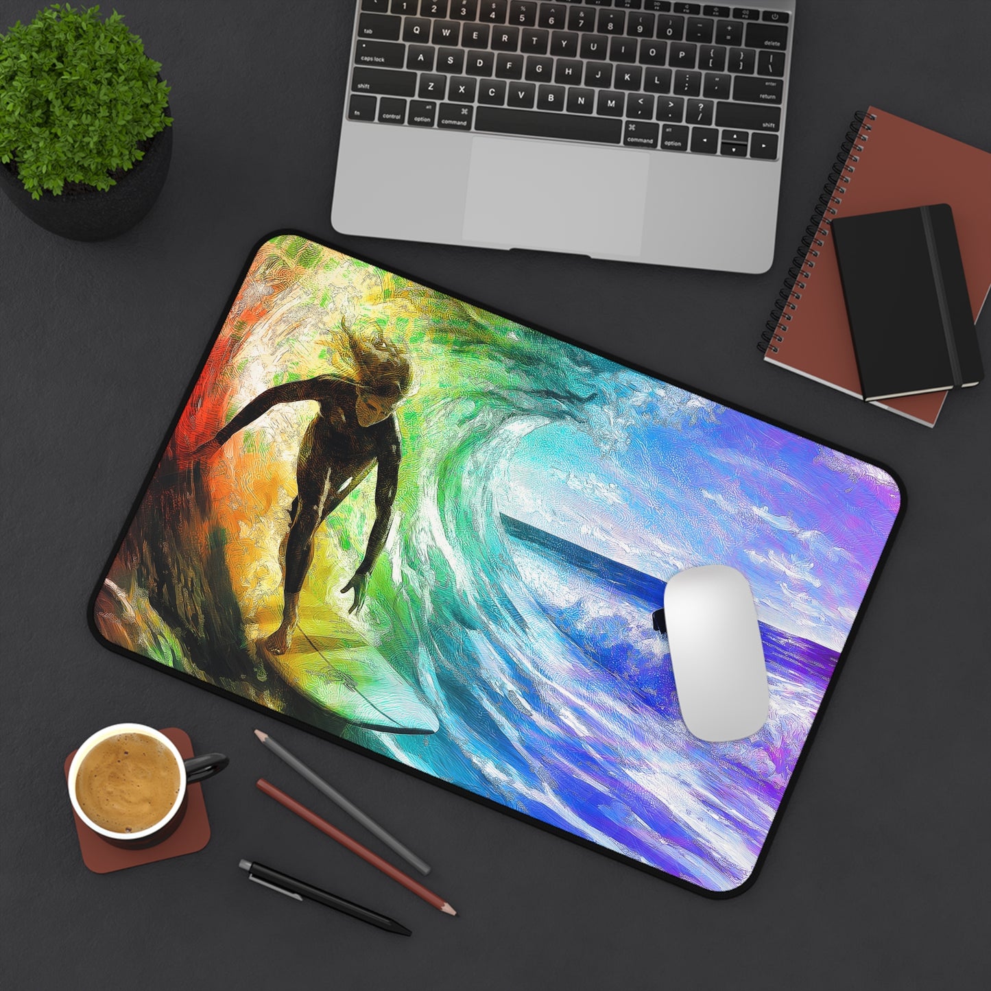 Desk Mat - Surfer Girl Design, Gaming / Mouse Pad, Table / Desk Protector, Home Office Decor.