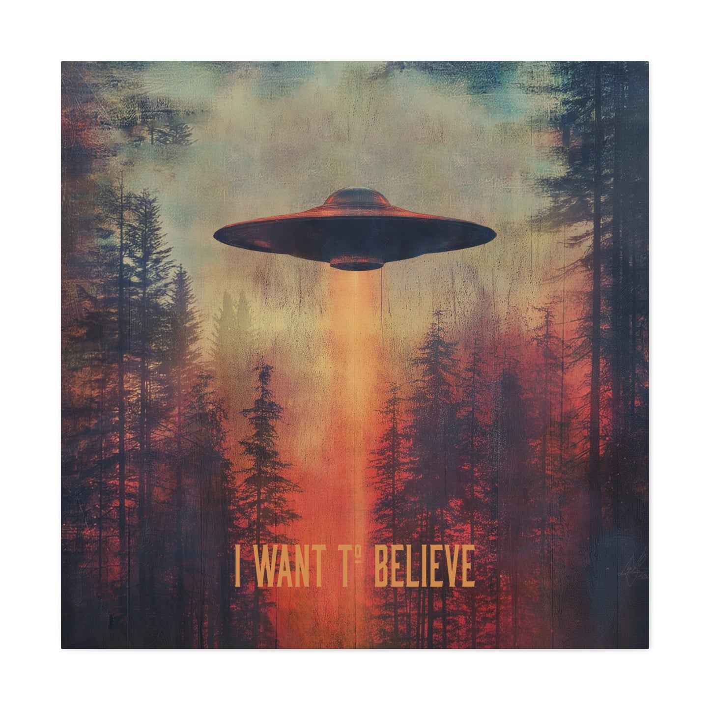 A vertical Canvas Wall Print of - "I Want to Believe" Aliens Sci-Fi Design Theme