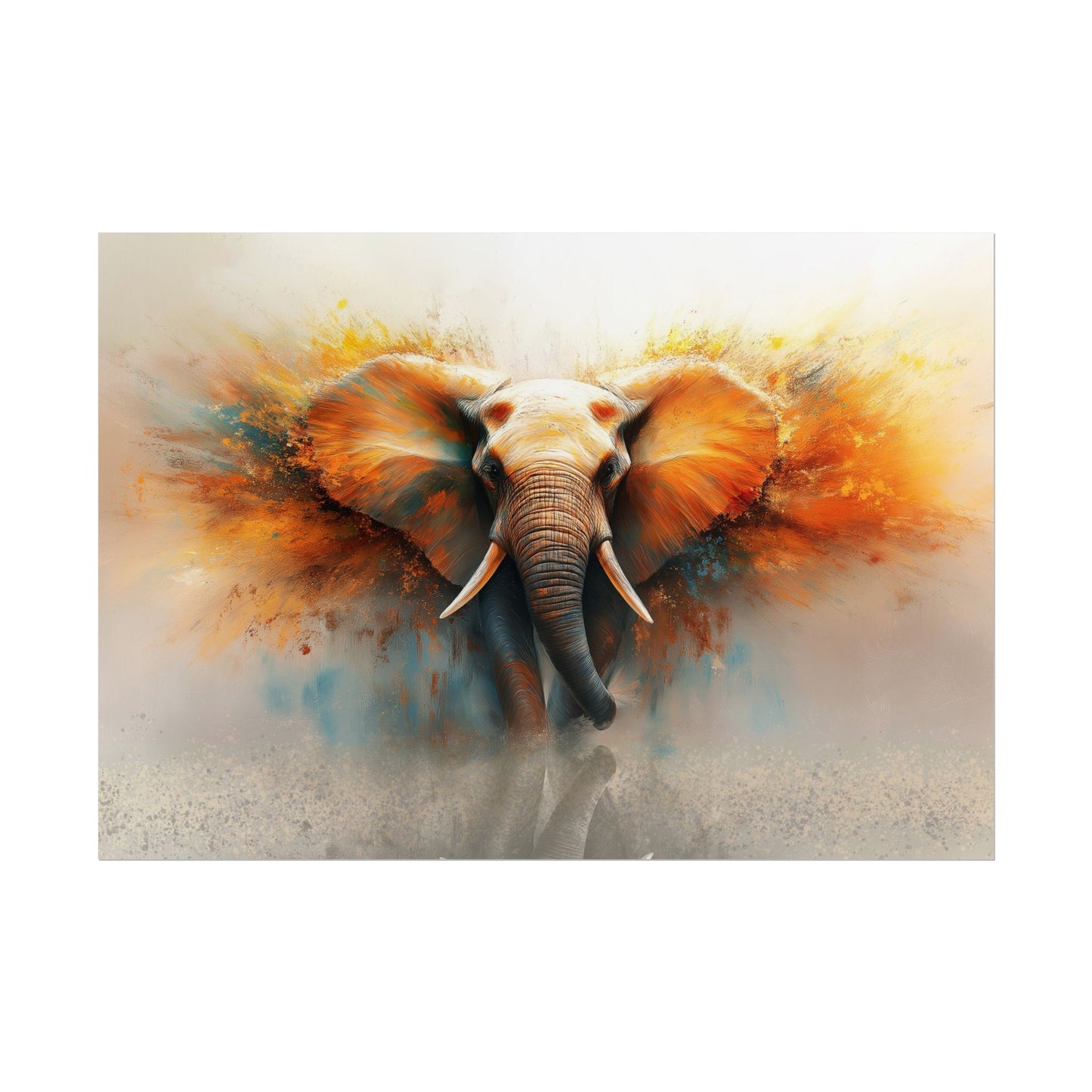 A Horizontal Poster Print of - An Abstract Elephant Running.