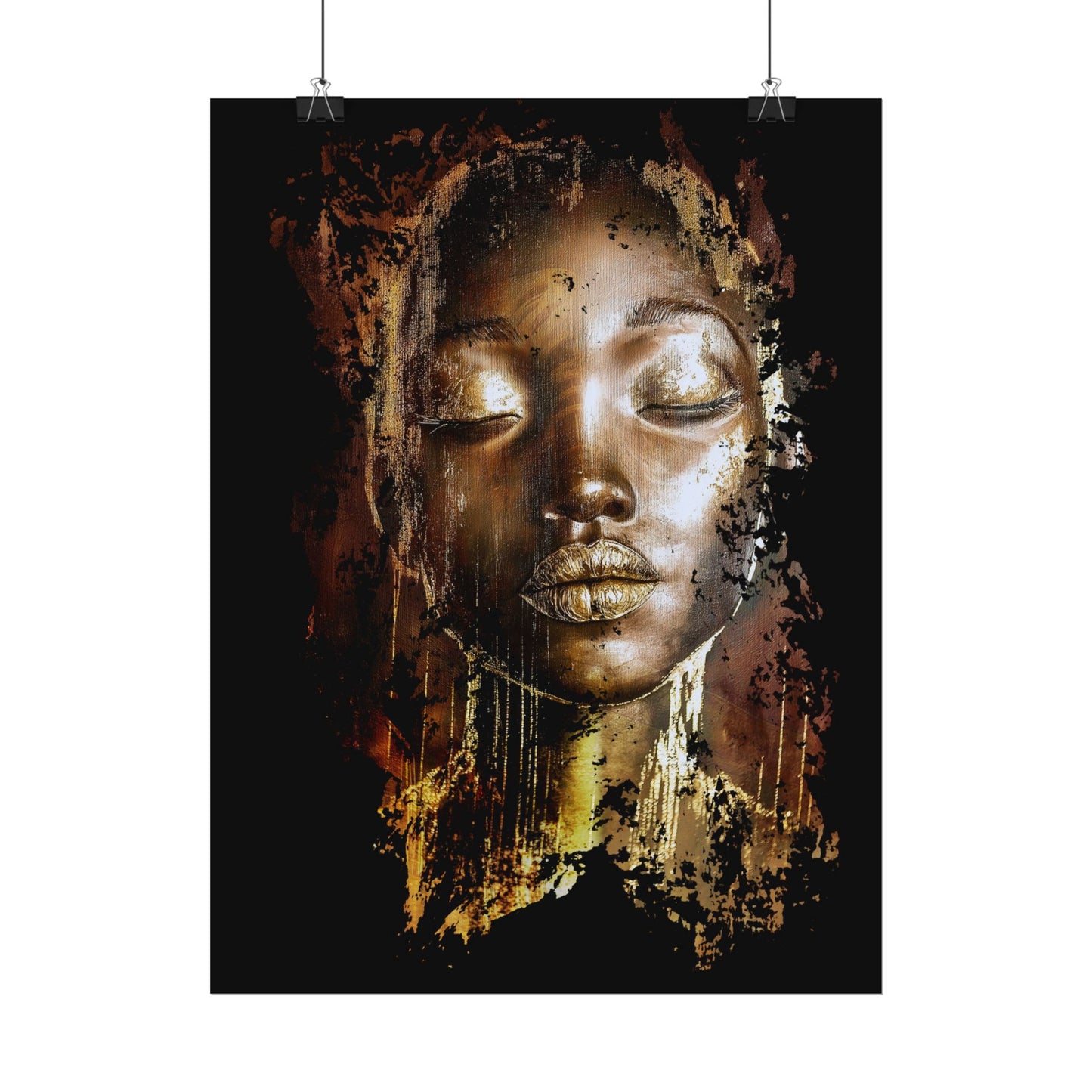 A Vertical Poster Print of - A Golden Lady