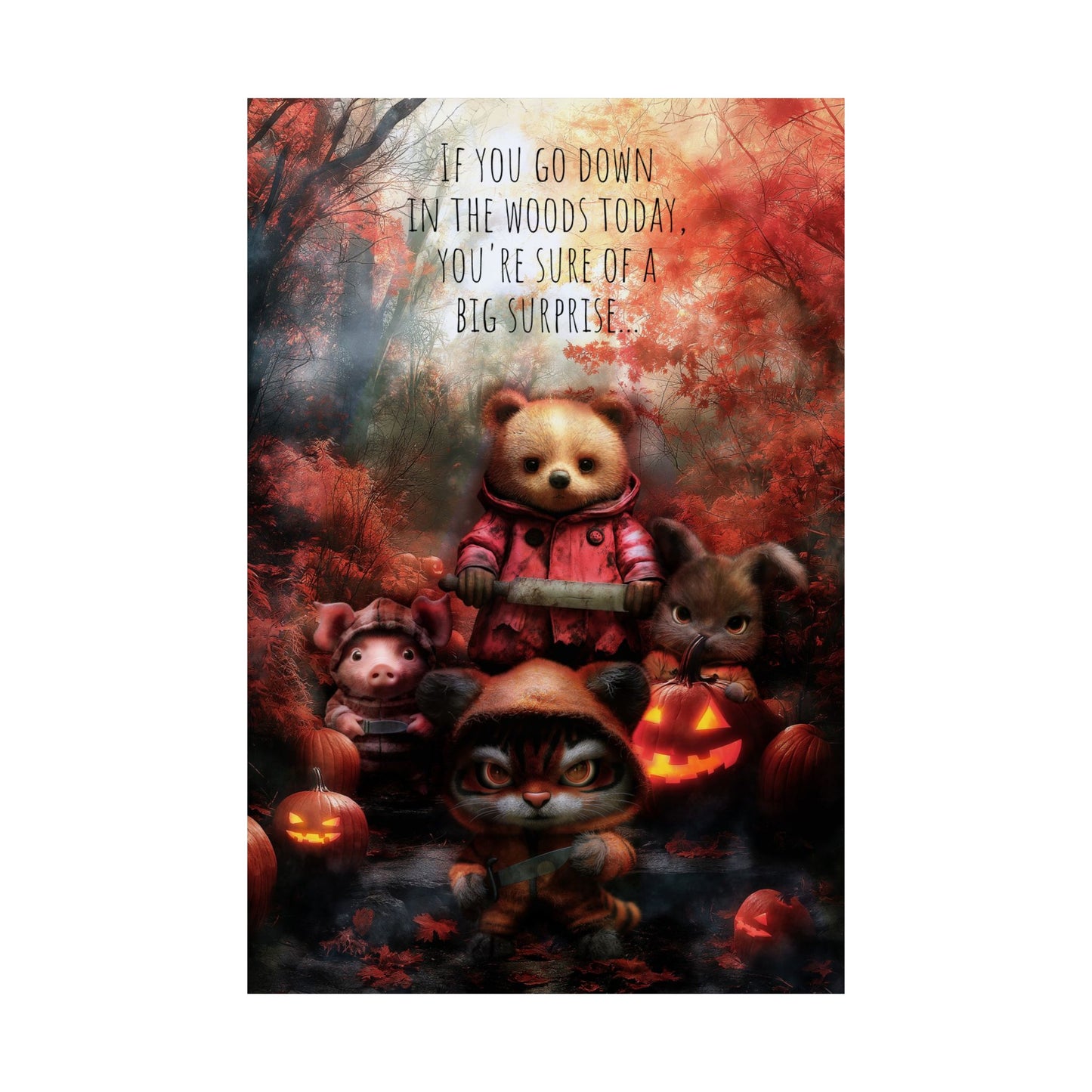 Matte Vertical Posters, Halloween Wall Art, Spooky Home Decor, If you go down in the woods today, Halloween Decoration, Haunted House