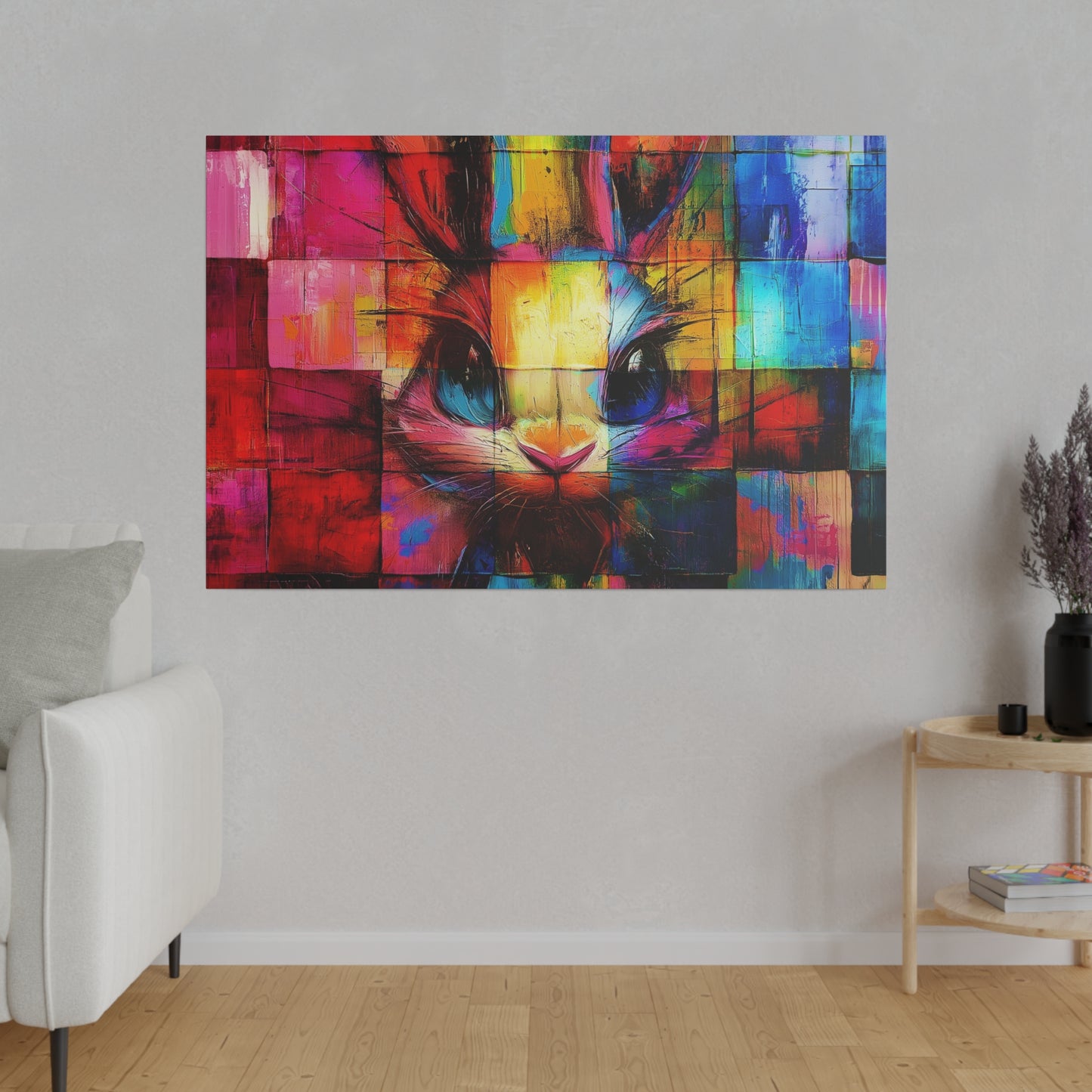 A Horizontal Canvas Print of - An Abstract Bunny Painting.