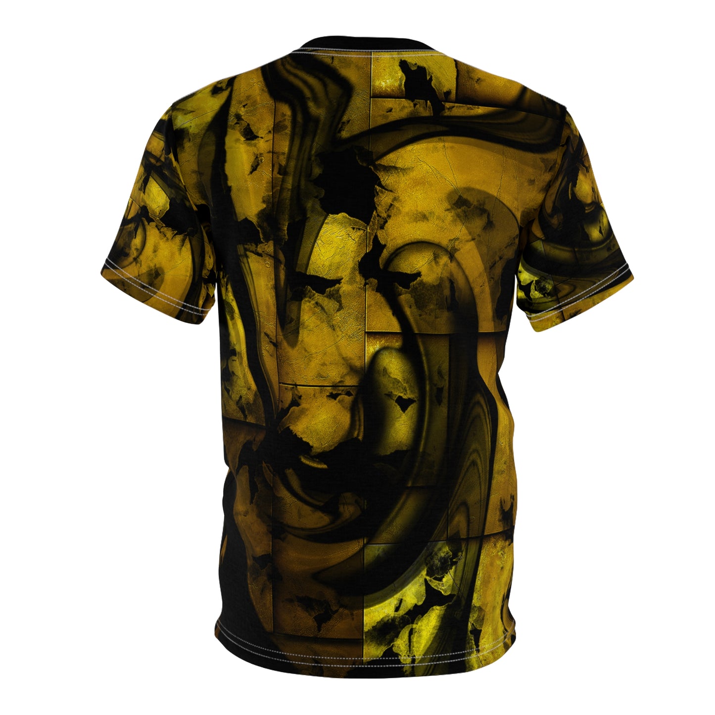 Artistic Golden Unisex Tee, Stylish T-shirt, Abstract Graphic Top, Modern Minimalist Shirt, Fashionable Gender Neutral