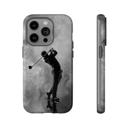 Golfer Phone Case, Tough iPhone, Google, Samsung Phone Cover with a Black Golf Design, Golf Lover Gift, Sports Phone Case.