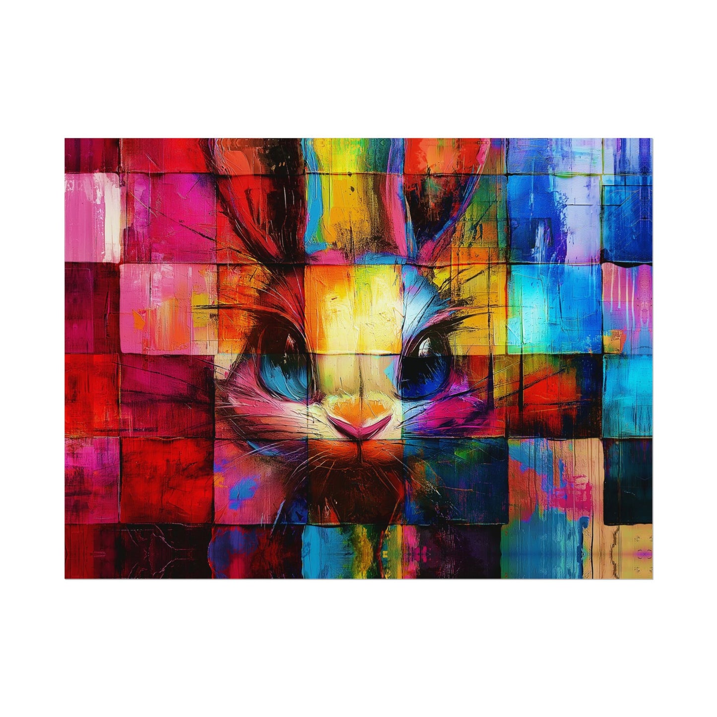 A Horizontal Poster Print of - An Abstract Bunny Painting.