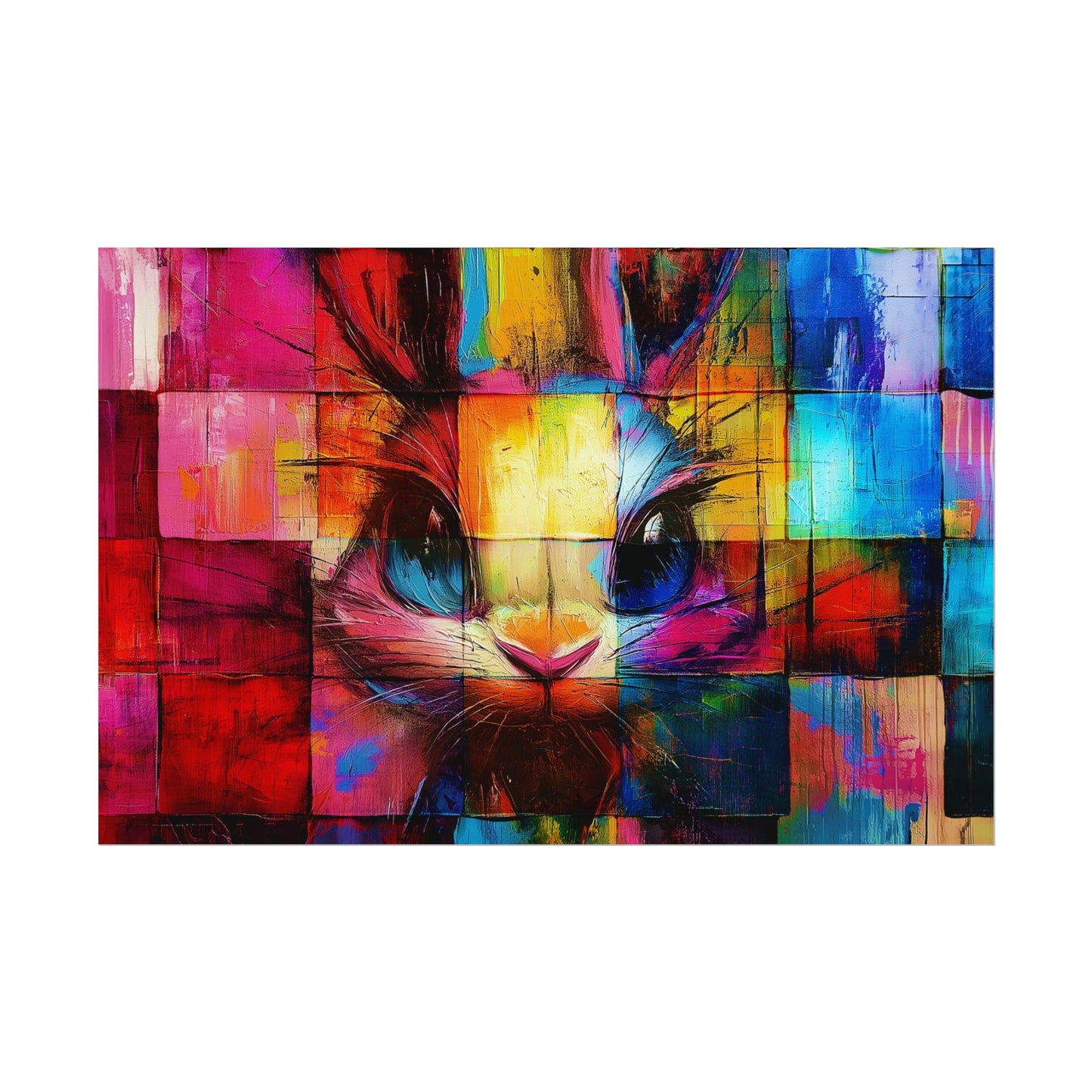 A Horizontal Poster Print of - An Abstract Bunny Painting.