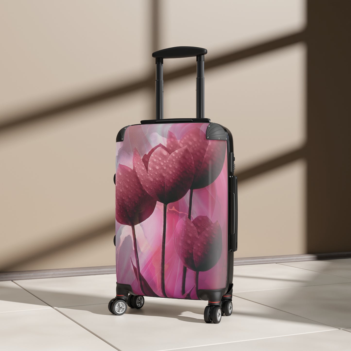 Personalized Suitcase Pink Flowers Travel Luggage Bag, Floral Suitcase, Pink Suitcase, Travel Bag, Floral Luggage, Pink Flowers Bag