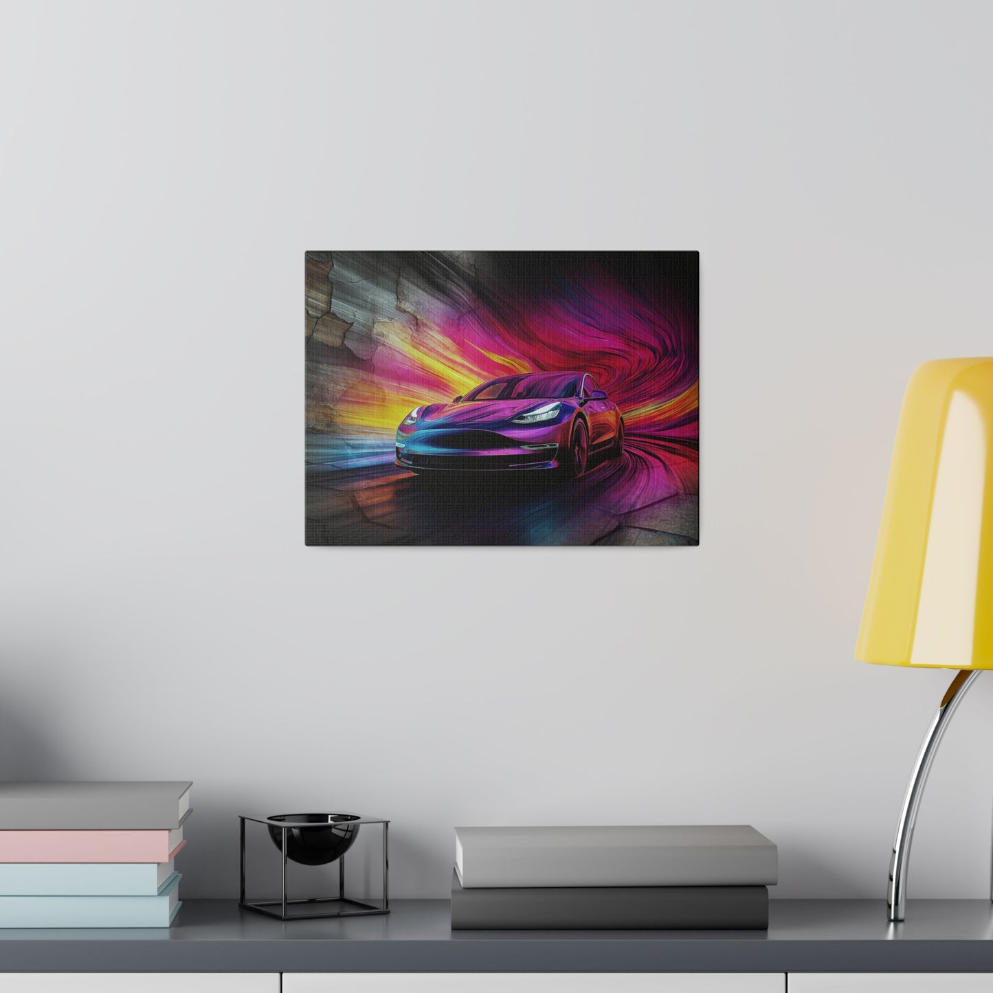 A Horizontal Canvas Print of - A Modern Car Speeding Through a Tunnel.