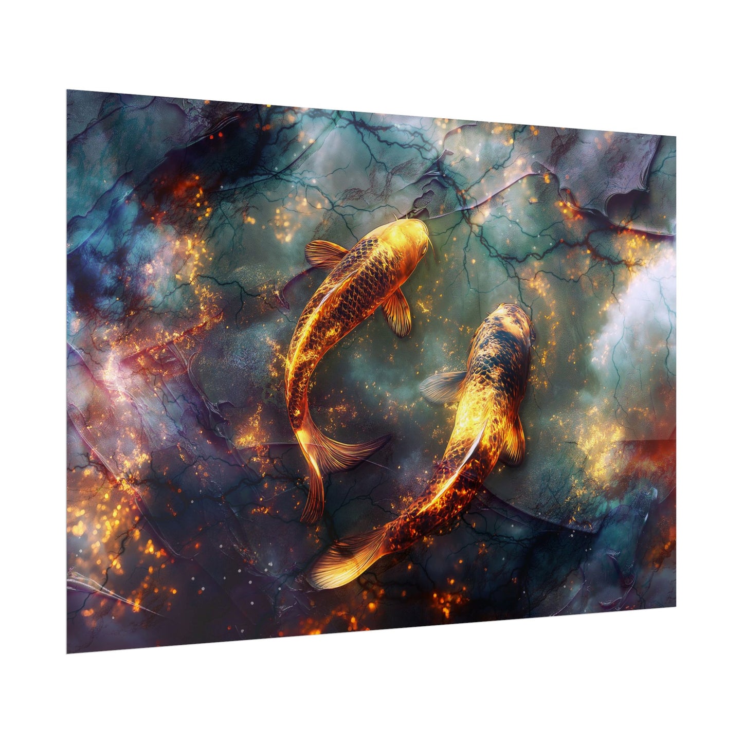 A Horizontal Poster Print of - Golden Koi