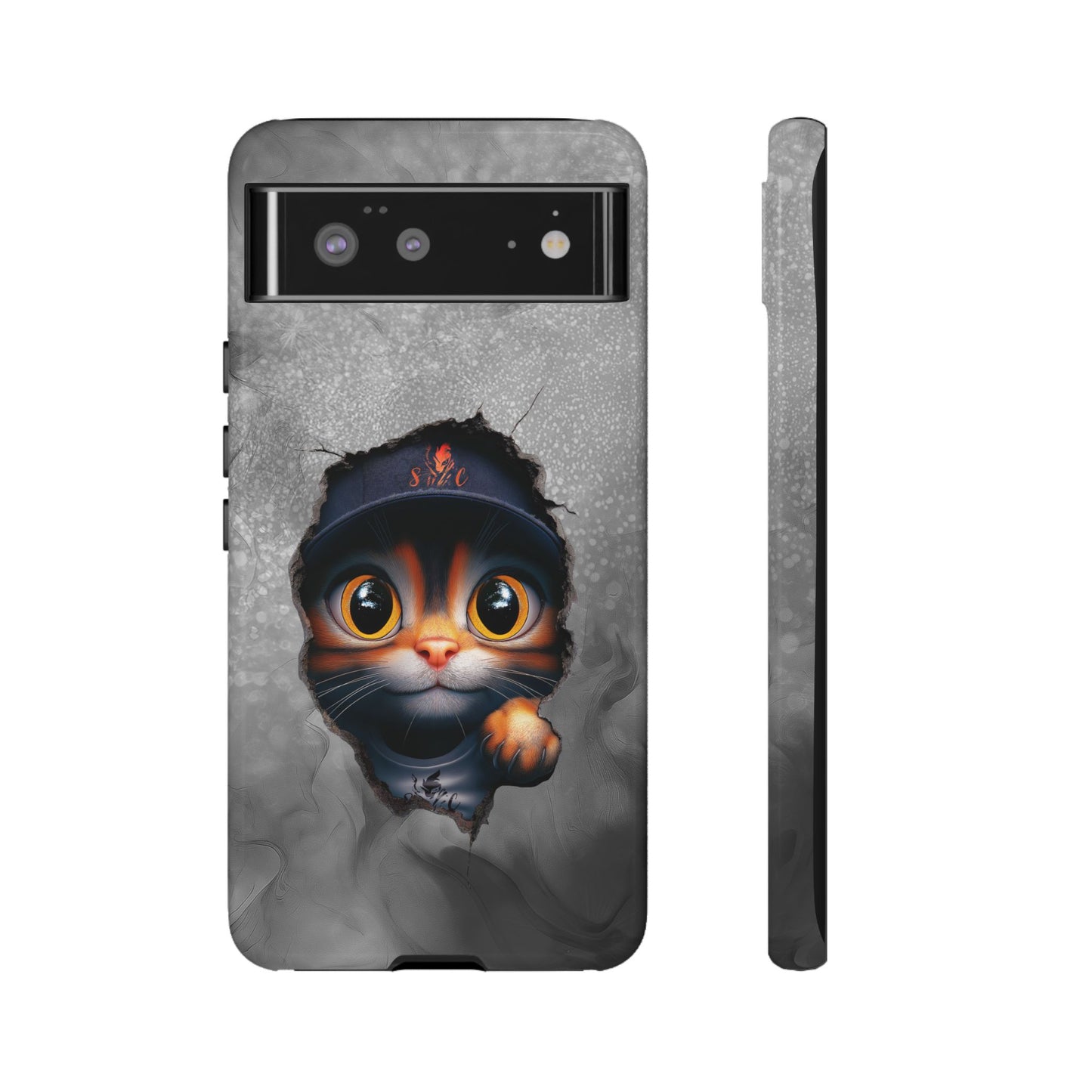 Cat Phone Case, Tough iPhone, Google, Samsung Phone Cover with a Smokey Grey Cat Design, Animal Lover Gift, Cat Phone Case.