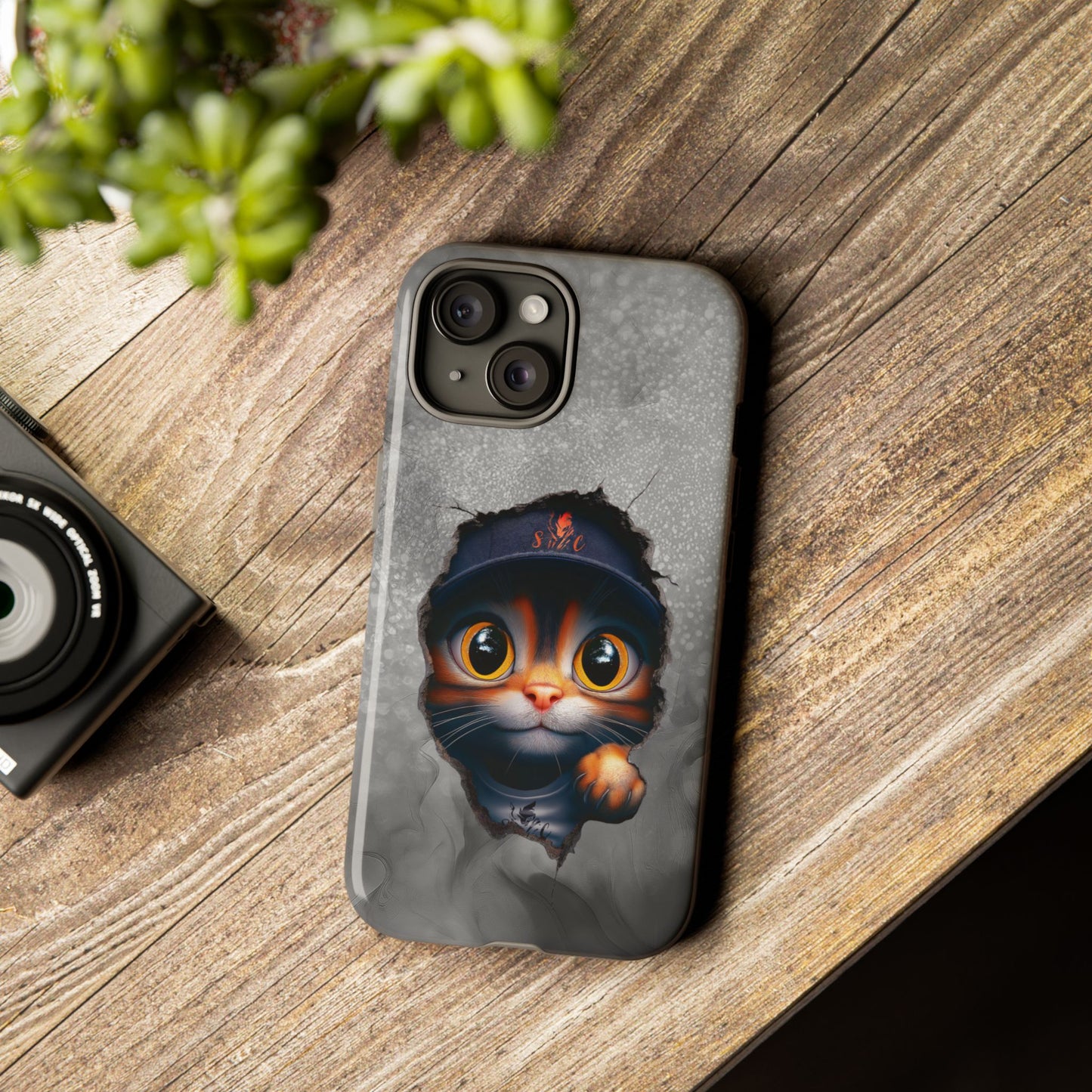 Cat Phone Case, Tough iPhone, Google, Samsung Phone Cover with a Smokey Grey Cat Design, Animal Lover Gift, Cat Phone Case.