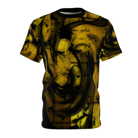 Artistic Golden Unisex Tee, Stylish T-shirt, Abstract Graphic Top, Modern Minimalist Shirt, Fashionable Gender Neutral