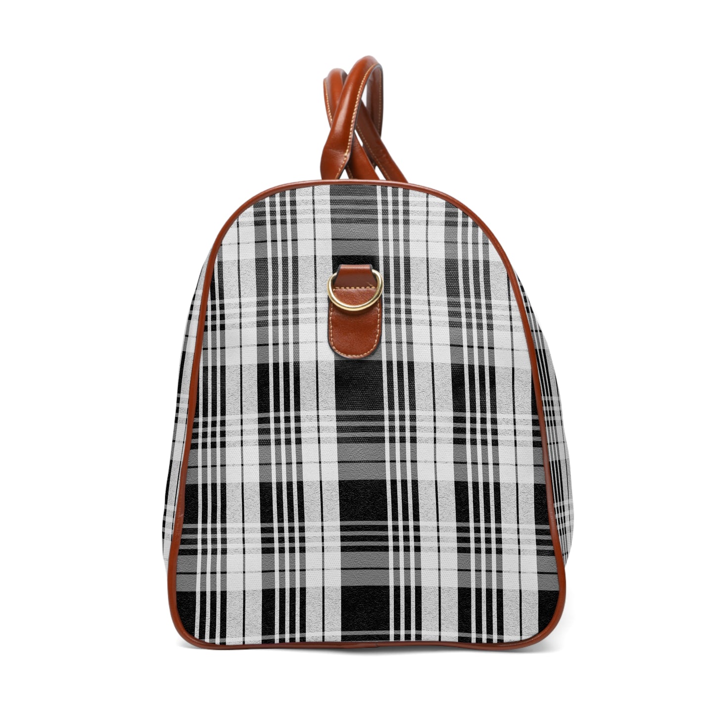 Custom Plaid Waterproof Travel Bag, Personalized Duffle Bag, Monogrammed Luggage, Checkered Weekender, Tartan Overnight Bag