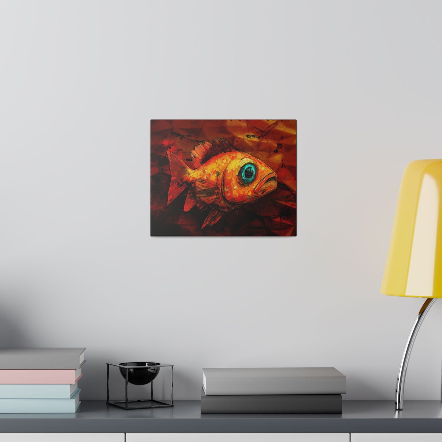 A Horizontal Canvas Print of - An Abstract Fish Painting.