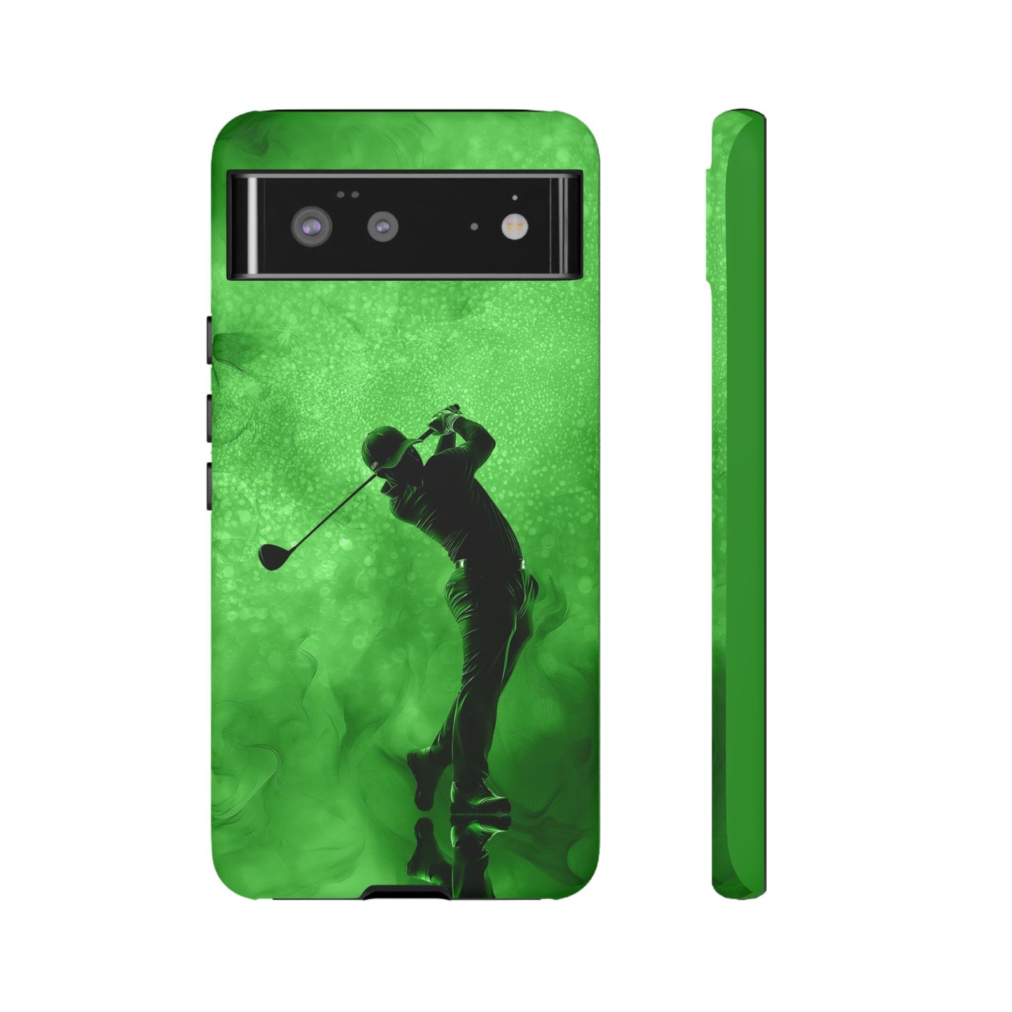 Golfer Phone Case, Tough iPhone, Google, Samsung Phone Cover with Green Golfer Design, Golf Lover Gift, Sports Phone Case.